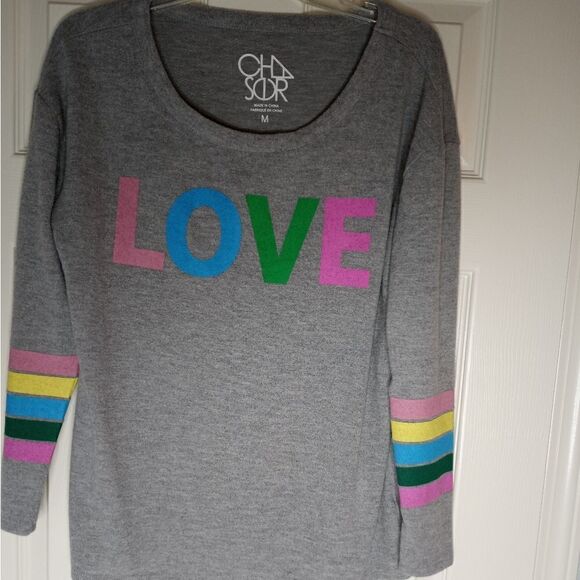 Chaser Rainbow M LOVE Women's Sweatshirt Longsleeves Soft Pride - Picture 1 of 8